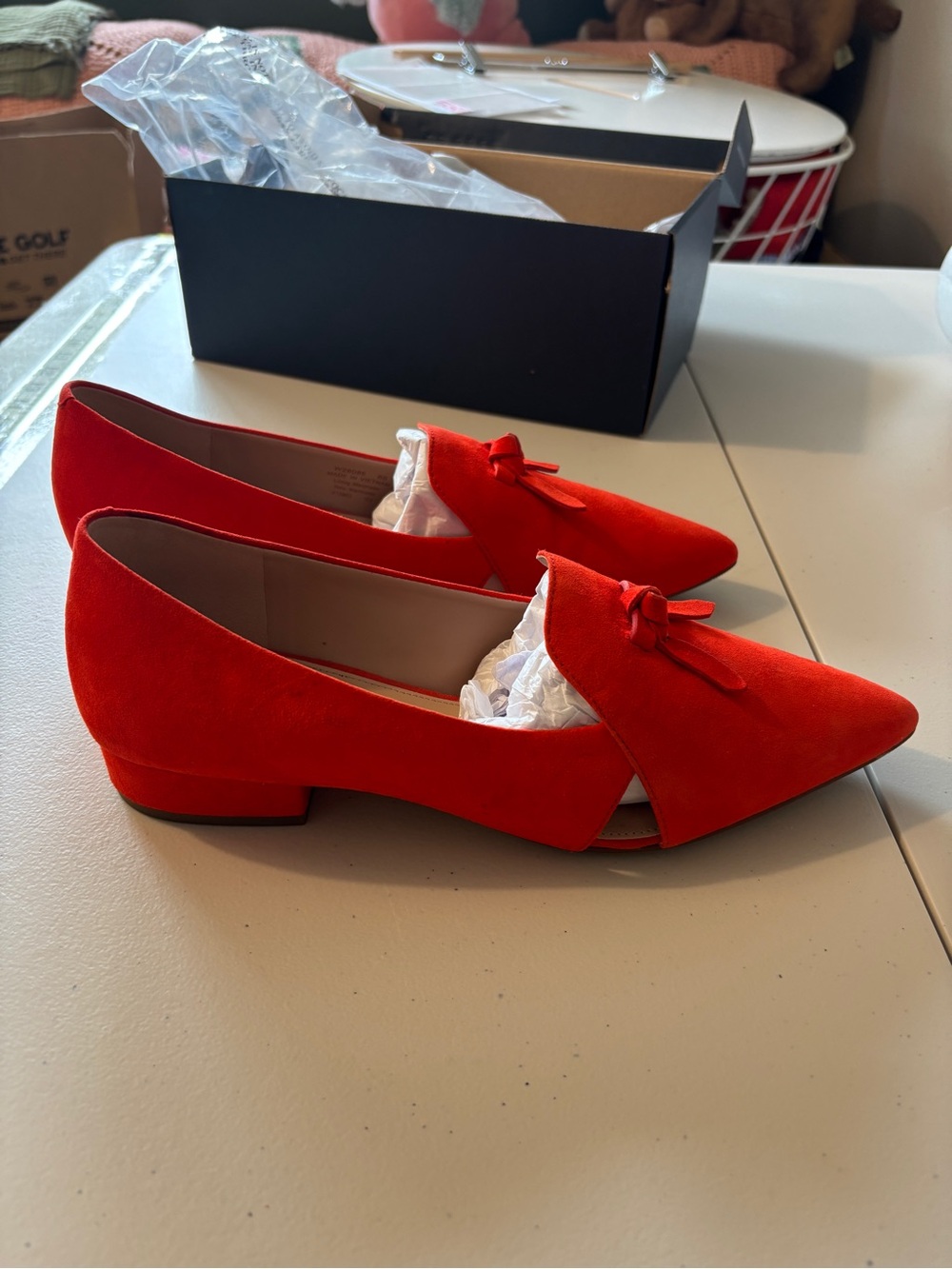 NWT Cole Haan Viola Skimmer Size 8 Red Suede Quiet Luxury Old Money Comfort Soft - Picture 8 of 11